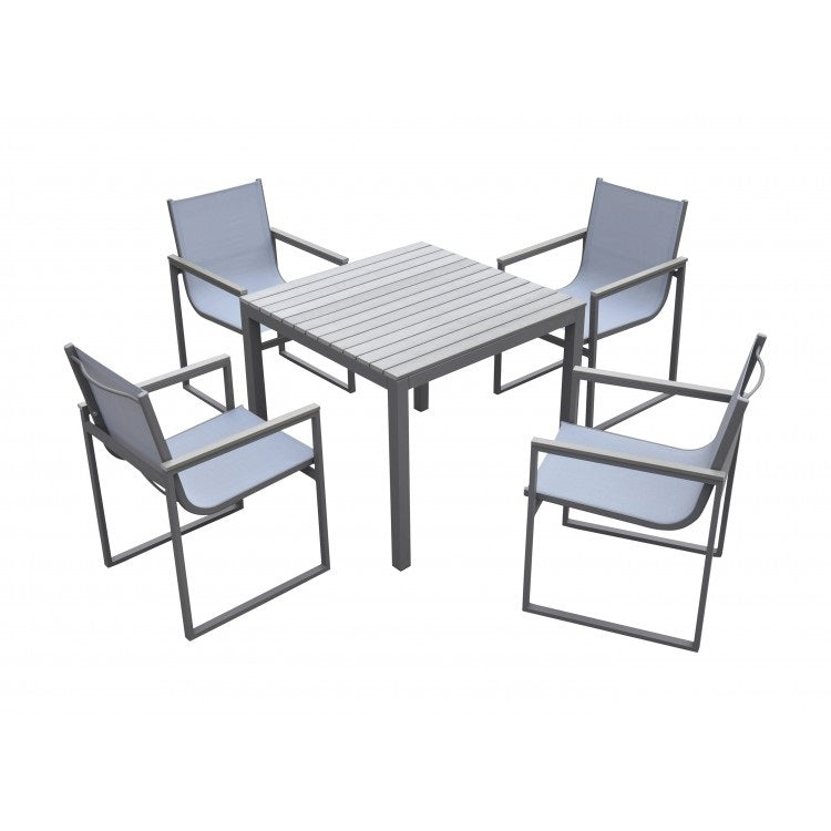 Bistro 5 Pc Dining Set Grey Powder Coated Finish