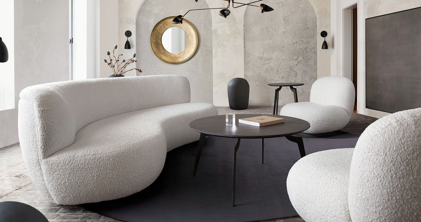 Simone White Faux Sheepskin Living Room Group