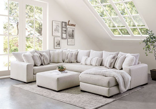 Warrenton Sectional by Furniture of America - Oversized Ivory