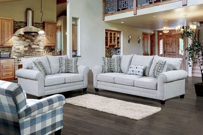 Aberporth Sofa Collection - Gray Transitional Linen-Like Fabric