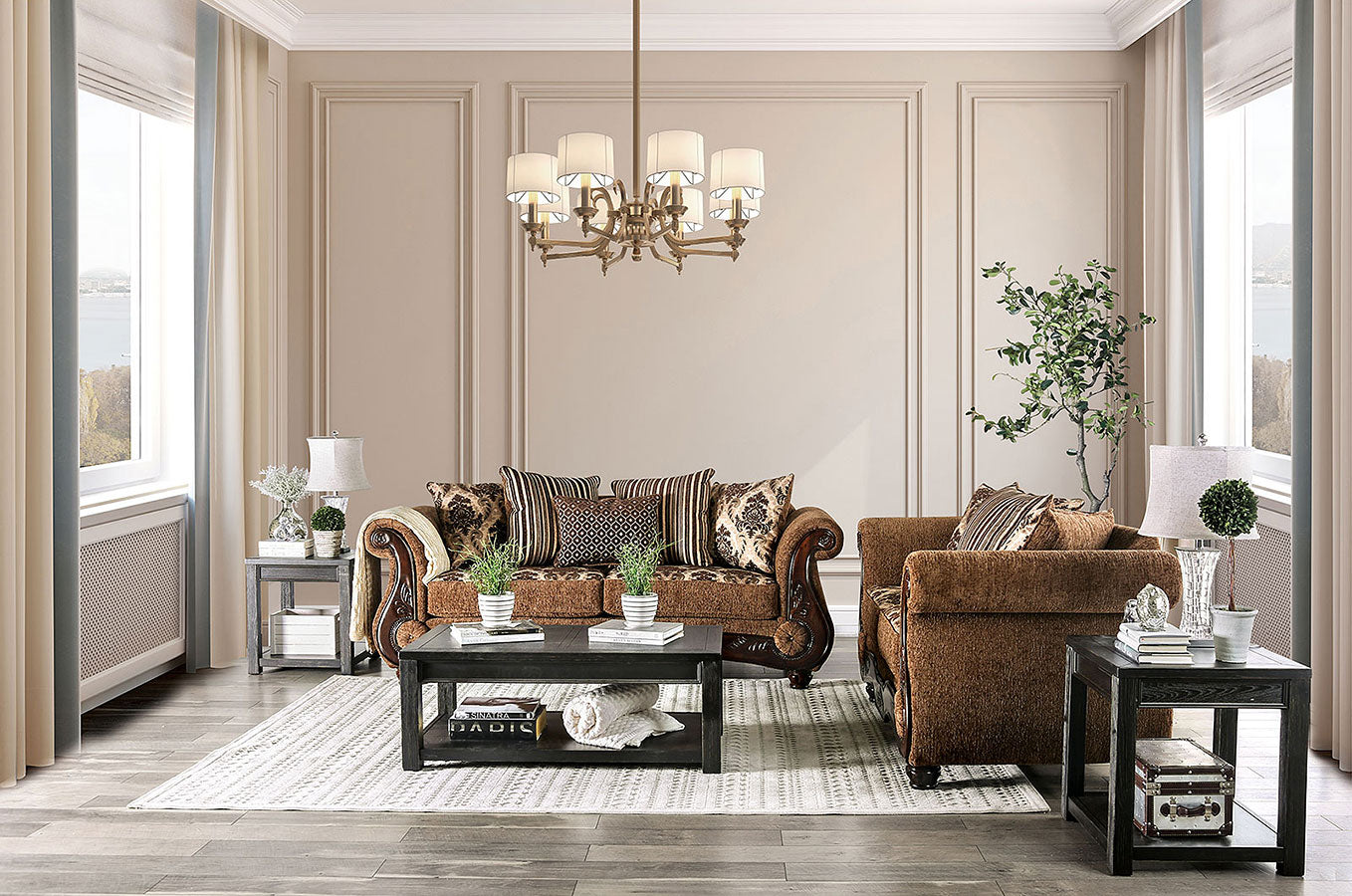 Tilde Traditional Sofa Collection - Brown Chenille