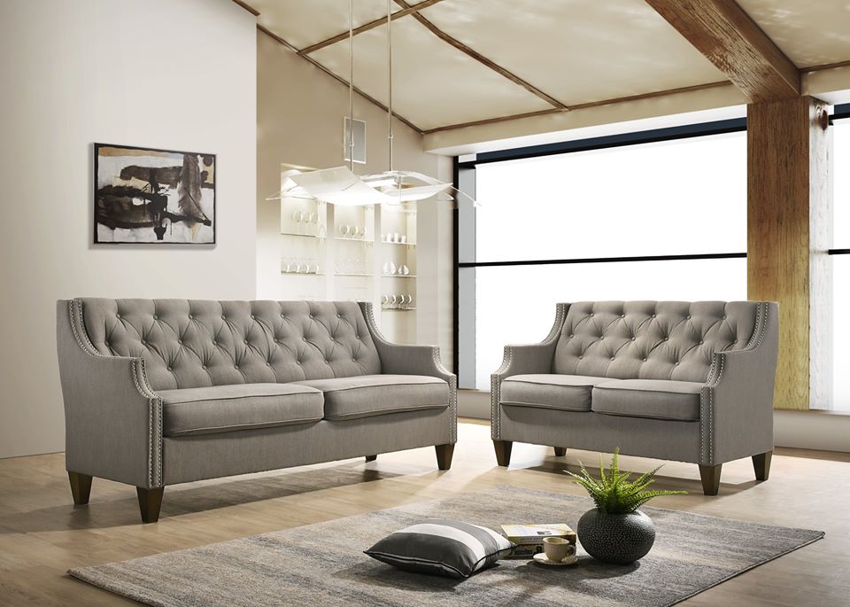 Tufted Sofa & Loveseat - Grey or Beige