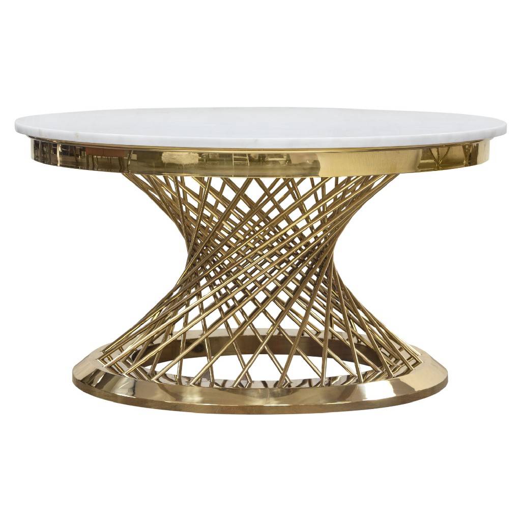 Solstice Genuine Marble Living Room Tables - Polished Gold