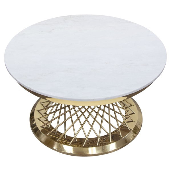 Solstice Genuine Marble Living Room Tables - Polished Gold