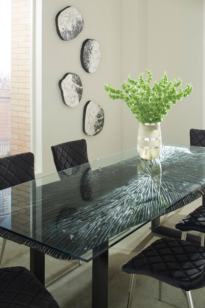 Chainsaw Dining Table - Glass  & Chamcha Wood