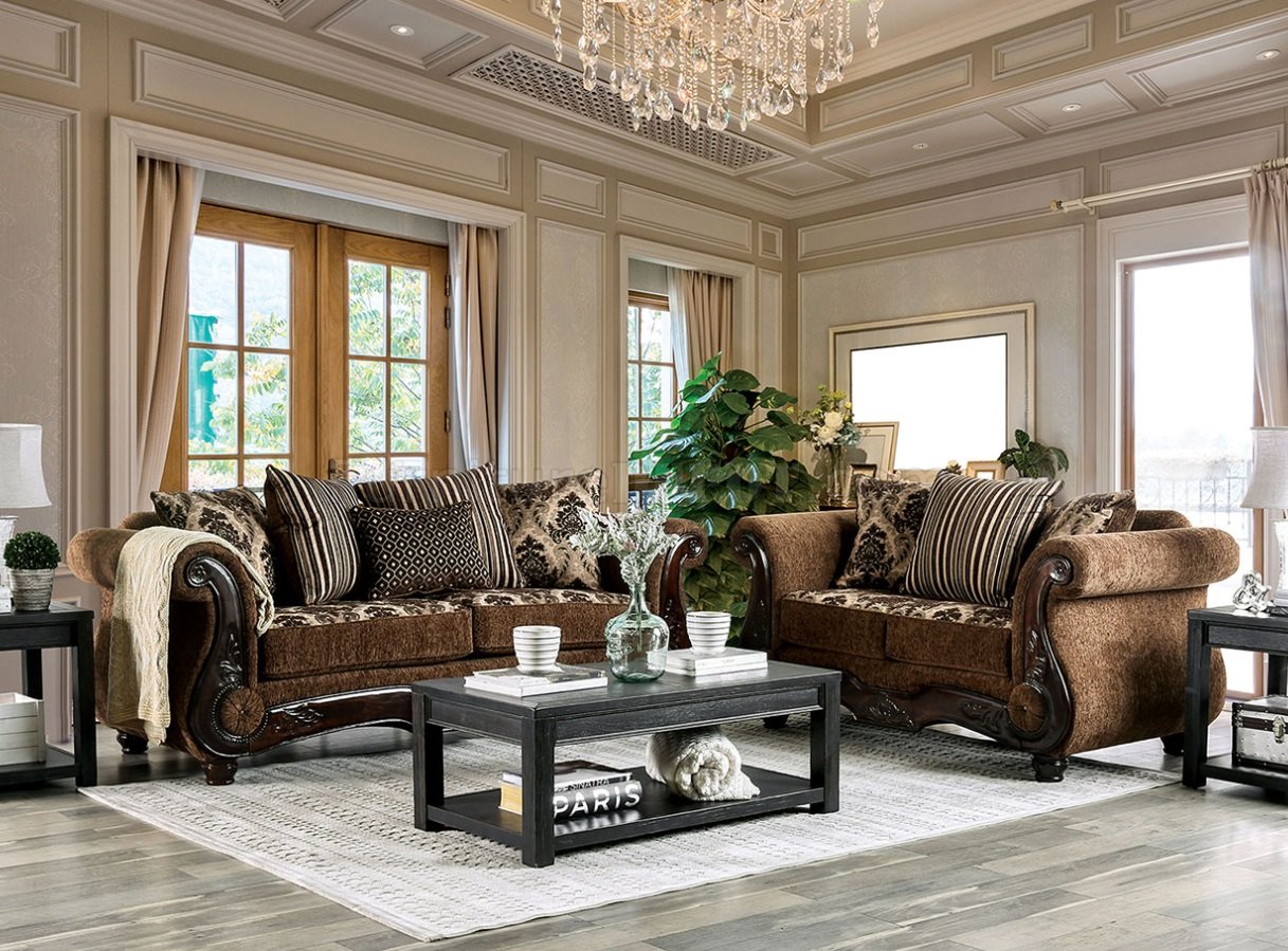 Tilde Traditional Sofa Collection - Brown Chenille