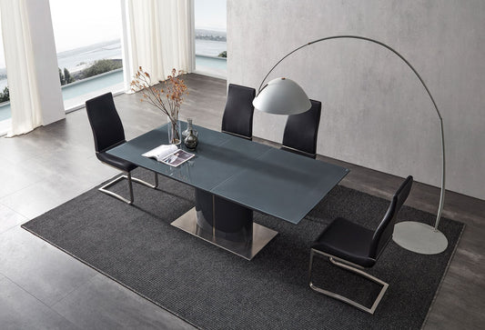 American Eagle 1943 Mesa de comedor extensible de vidrio templado gris