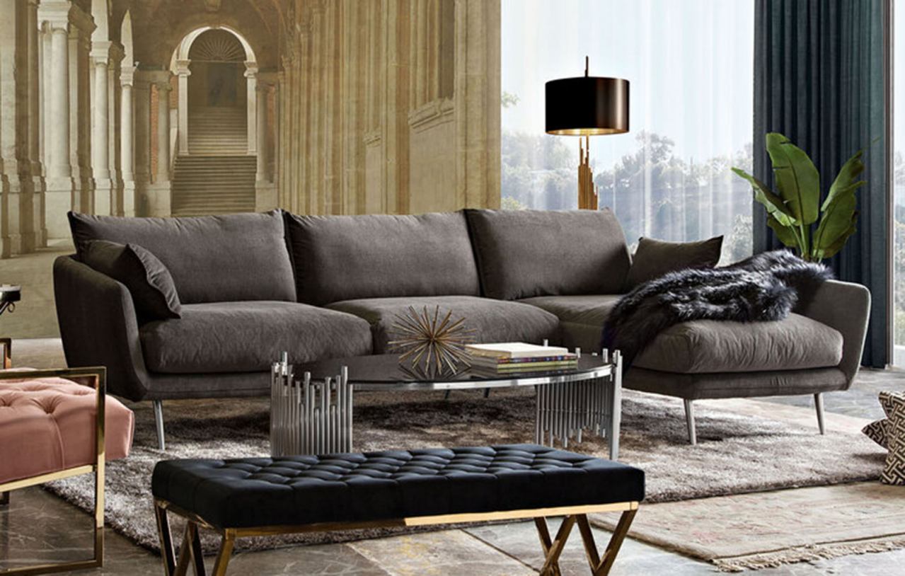 Vantage Sectional by Diamond Sofa - Iron Grey or Light Flax Fabric