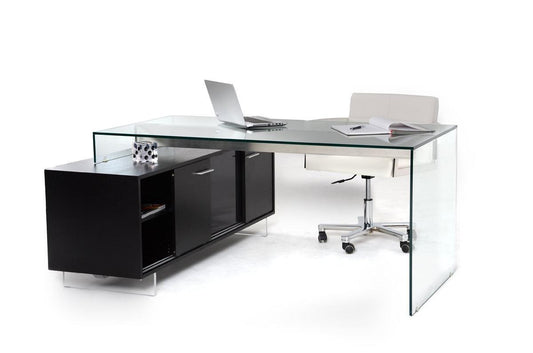 Alaska Modern Desk by VIG - Glass Table & Side