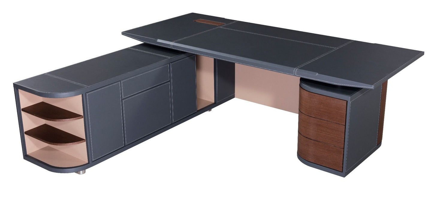 W-35 Executive Desk American Eagle - Gray PU Leather