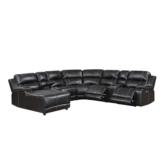 AC Pacific William Power Motion Sectional - Brown Leather Gel