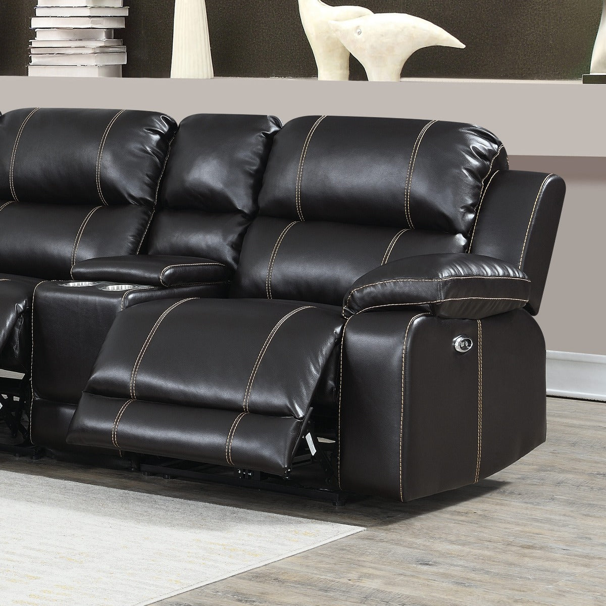 AC Pacific William Power Motion Sectional - Brown Leather Gel